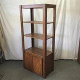 Vintage Solid & Veneer Oak 3-Tier Shelf & Cabinet