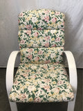 Single Modern White Metal & Botanical Upholstered Patio Chair