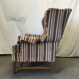 Vintage Striped Velvet Wingback Armchair