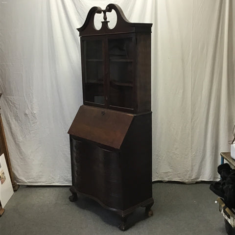 Vintage Federal 4-Drawer Glass-Front Secretary Desk