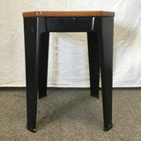 Single Modern Industrial Tropical Wood  & Black Metal Dining Stool