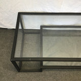 Modern Black Metal Glass-Top 2--Tier Coffee Table