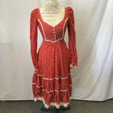 Vintage 1970's Gunne Sax Red Ditsy Floral Prairie Dress