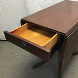 Vintage Mahogany Veneer Drop-Leaf  Pedestal Dining Table