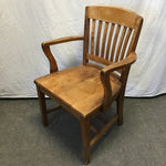 Vintage Solid Oak Slat-Back Banker's Office Chair