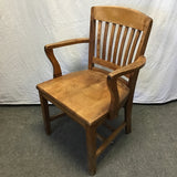 Vintage Solid Oak Slat-Back Banker's Office Chair