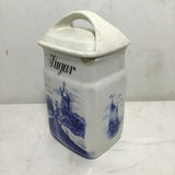 Set of 4 Antique Inge White & Blue Delft Windmill Ceramic Kitchen Canisters
