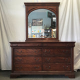 Craftsman Walnut Veneer 8-Drawer Dresser & Mirror