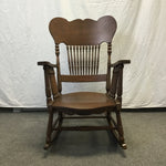 Vintage Solid Oak & Walnut Veneer Rocking Chair