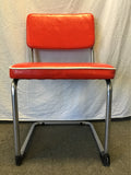 Single Modern MCM Atomic Red Vinyl & Chrome Cantilever Dining Chair