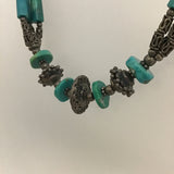 Vintage Sterling Silver & Turquoise Beaded Necklace