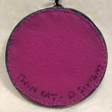 Twin Cat "Sea Anemone" Pink & Blue Embroidery in Vintage Hoop