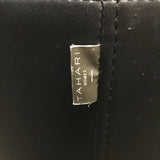 Modern MCM Black Tahari Home Black Vinyl Swivel Ottoman