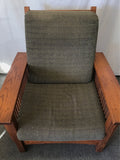 2pc Modern Mission The Craftsman Collection Solid Oak & Green Armchair & Ottoman