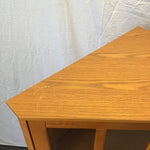 Modern Craftsman Oak Veneer Glass-Front Corner Bookcase
