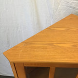 Modern Craftsman Oak Veneer Glass-Front Corner Bookcase