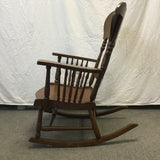 Vintage Solid Oak & Walnut Veneer Rocking Chair