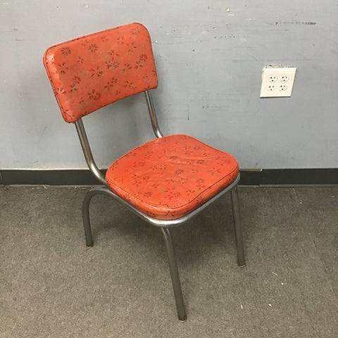 Vintage Orange Vinyl & Chrome Diner Chair