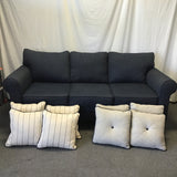 Contemporary Raymour & Flanigan "McKinley" Blue 3-Cushion Sofa