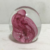 Signed Robert Held Pink Ribbon Swirl Paperweight