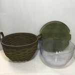 Modern Longaberger Olive Green Solid Maple American Work Basket