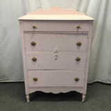 Vintage Pink Painted Wood 4-Drawer Chest of Drawers