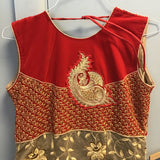 3pc Custom Made Red & Gold Embroidered Tunic & Pants Set