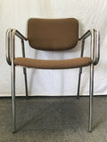 Vintage MCM Global Uphosltery Brown Fabric & Chrome Metal Office Chair