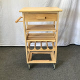 Modern Solid Tropical Wood 5-Tier 1-Drawer Kitchen Cart