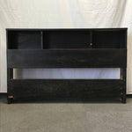 Modern Black Faux-Oak Laminate 3-Cubby Full Headboard