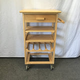 Modern Solid Tropical Wood 5-Tier 1-Drawer Kitchen Cart