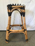 Pair of Vinyl Seat & Rattan Counter Stools
