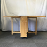 Modern White Formica & Solid Wood Drop-Leaf Dining Table