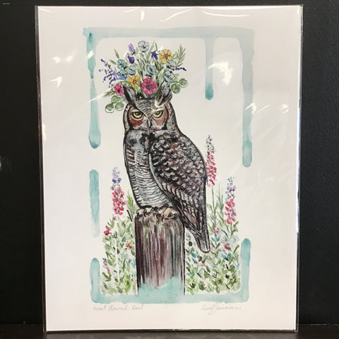 Cruz Illustrations "Great Horned Owl" 11x14 Signed Art Print