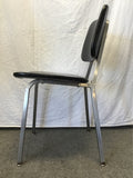 Vintage MCM Black Vinyl & Chrome Metal Accent Chair