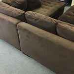 3pc Modern American "Astoria" Leather Brown Suede Sectional & Ottoman