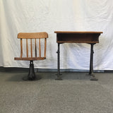 Vintage Solid Maple & Cast Iron Children's School Desk & Chair