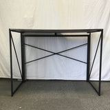Contemporary Faux-Oak Laminate & Black Metal Folding Desk