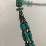Vintage Sterling Silver & Turquoise Beaded Necklace