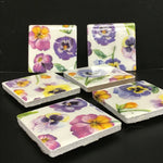 Susan Sitaraman Single Floral Decoupage On White Tile Magnet