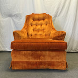 Vintage MCM Kroehler Orange Upholstered Swivel Rocking Chair