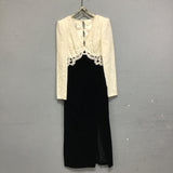 Vintage Scott McClintock Off-White Lace & Black Velvet Dress