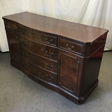 Vintage Mahogany Veneer 2-Cabinet 6-Drawer Buffet