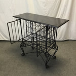 Modern Black Wrought Iron & Stone Wine Locker