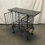 Modern Black Wrought Iron & Stone Wine Locker