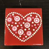 Susan Sitaraman Single Hand Painted Heart On Red Tile Magnet