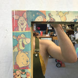 Vintage Yellow Painted & Pooh Decoupage Mirror