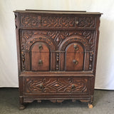 Vintage Jacobean Walnut Veneer 4-Drawer Chest of Drawers