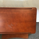 Modern Cherry Veneer Rolling Tilt-Top Side Table