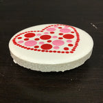 Susan Sitaraman Single Hand Painted Heart On Round White Tile Magnet